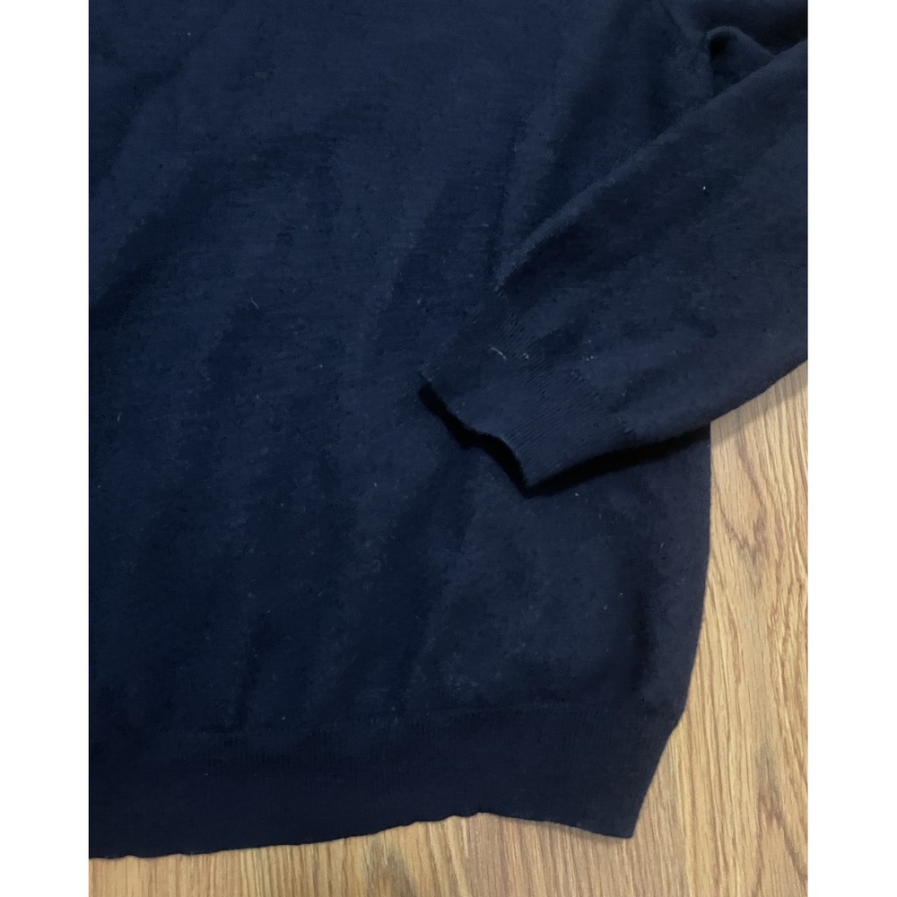 Brooks Brothers Mens XL V Neck Sweater Italian Merino Wool Navy Blue - Picture 6 of 11